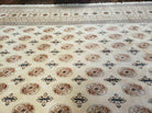 12' 7" X 18' 6" Vintage Handmade Bokhara Turkoman Yamud Pakistan Wool Beige Oriental Rug - Jewel Rugs