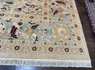 Beautiful Oversized Indian Oriental Rug 12x17 Palace Sized Handmade Wool Carpet, Indo Mahal Oushak, Indo Persian Rug, Oatmeal Light Blue Tan - Jewel Rugs