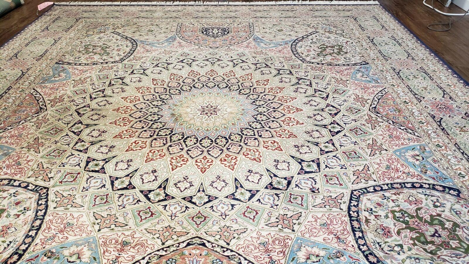 8' X 10' Vintage Handmade Fine Chinese Wool Rug Carpet Dome Design Ivory - Jewel Rugs