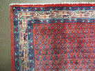 Persian Runner Rug 3.7 x 11, Persian Seraband Saraband Rug, Mir Pattern, Repeated Paisley Boteh, Red Beige and Blue, Hand Knotted Vintage Antique Wool Oriental Runner 11ft - Jewel Rugs