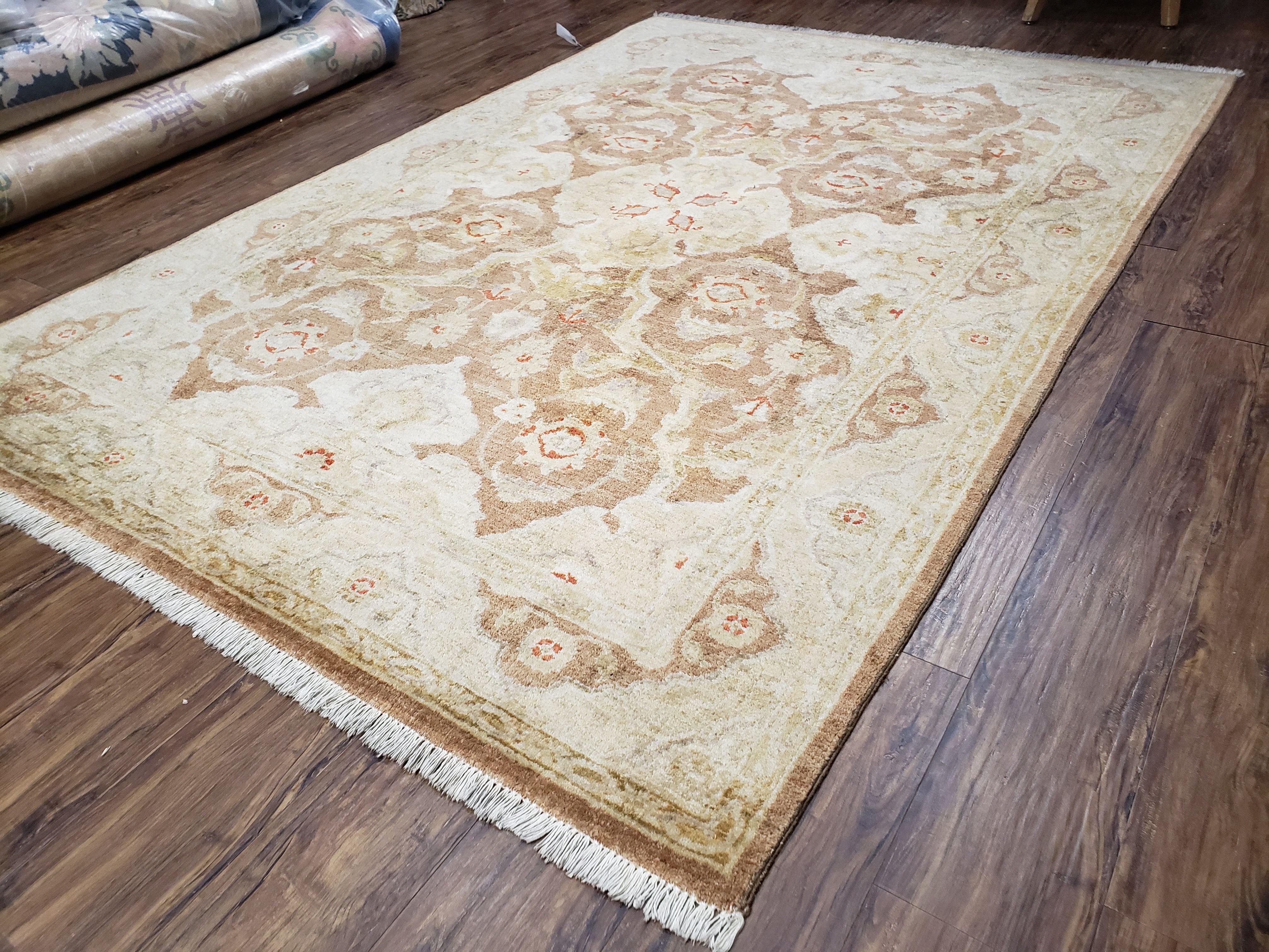 6x9 Pakistani Peshawar Rug, Handmade Wool Carpet, Soft Neutral Colors Rug, Vintage Rug for Modern Home - Jewel Rugs