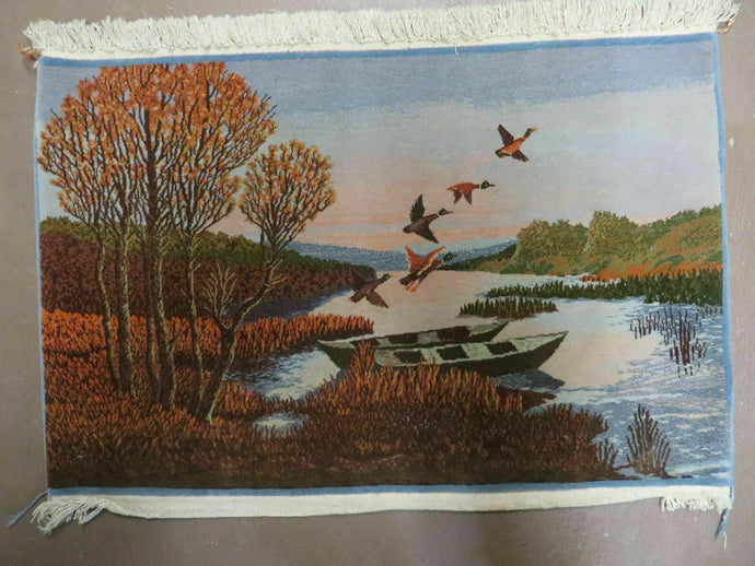 2' X 3' Vintage Handmade Pakistan Pictorial Rug Carpet Scenery Bird Tree Wow - Jewel Rugs