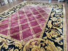 9' X 12' Handmade Tibetan Nepal Silk Wool Rug Aubusson Savonnerie Magenta Black - Jewel Rugs