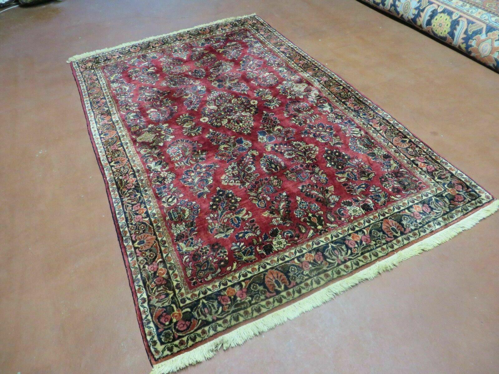 4' X 6' Antique Handmade India Oriental Wool Rug Hand Knotted Carpet Red Nice - Jewel Rugs