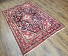 Antique Persian Bijar Medallion Area Rug 3.6 x 5.5, Wool Handmade, Red Floral Carpet - Jewel Rugs