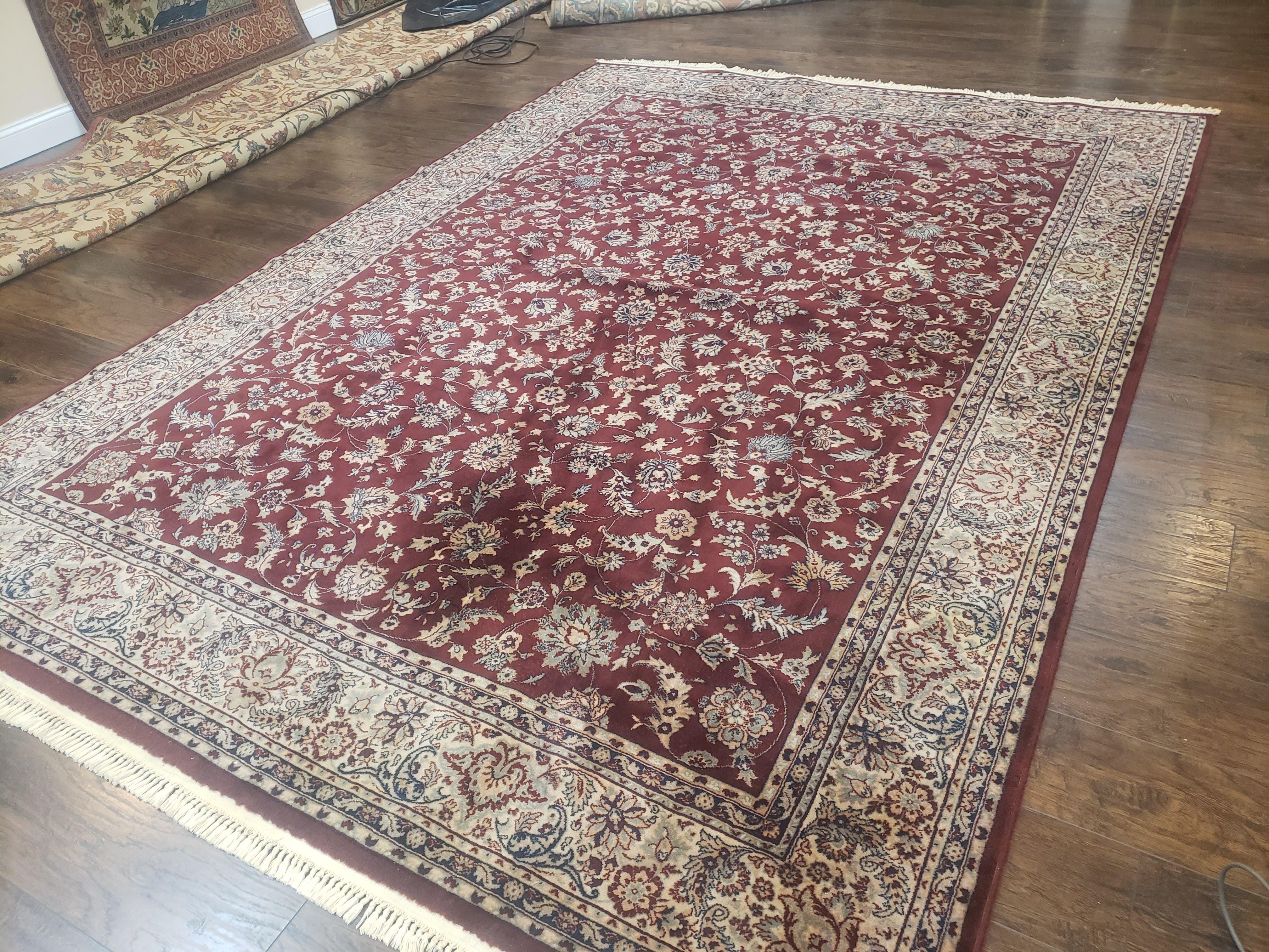 Vintage Karastan Rug 8'2" x 11'6", Kara Shah Karastan Carpet, Karastan Wool Rugs, Red Floral Traditional Discontinued Karastan Area Rug Nice - Jewel Rugs