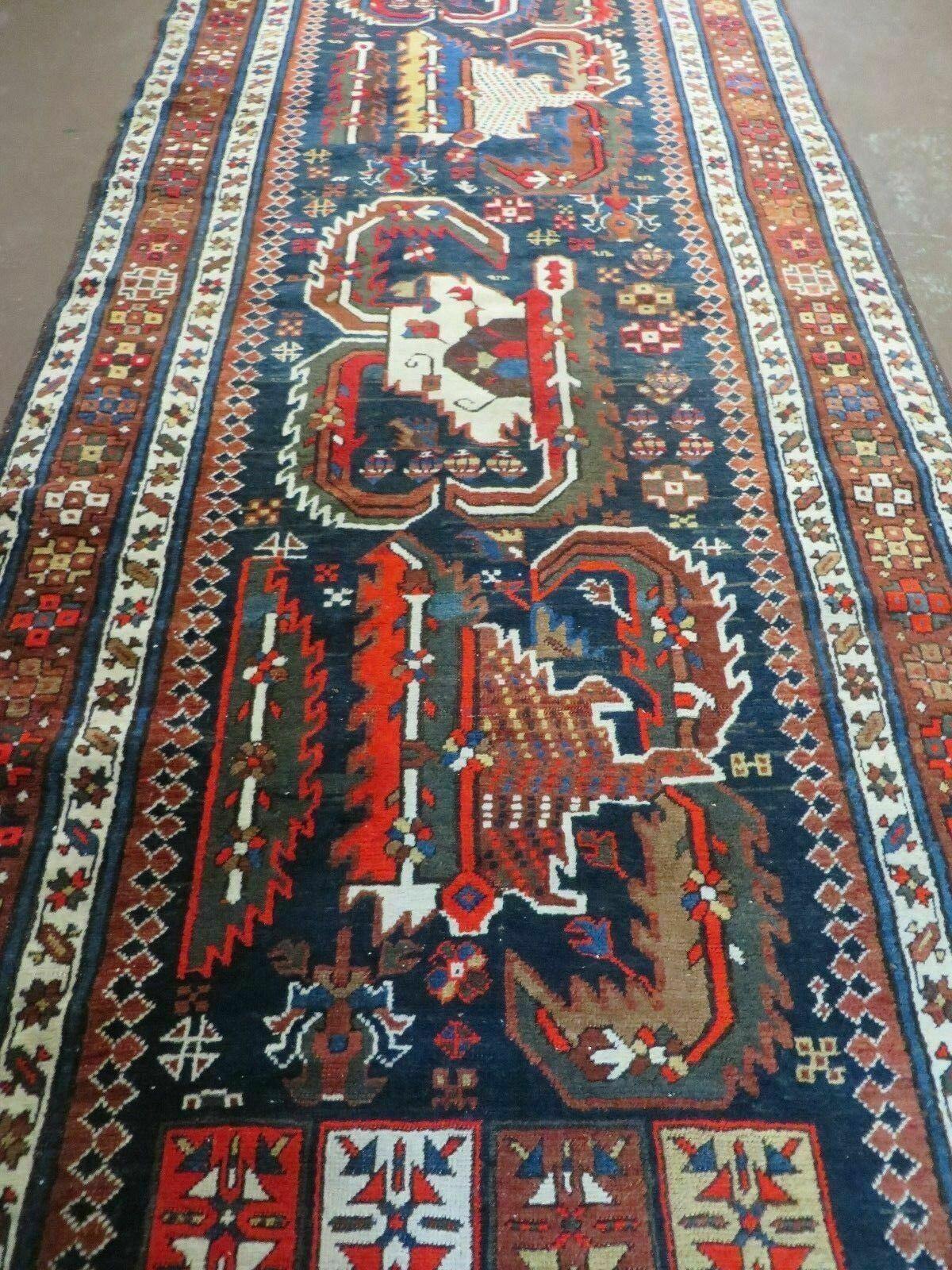 3' 7" X 14' Antique Handmade Caucasian Wool Rug Carpet Nice - Jewel Rugs