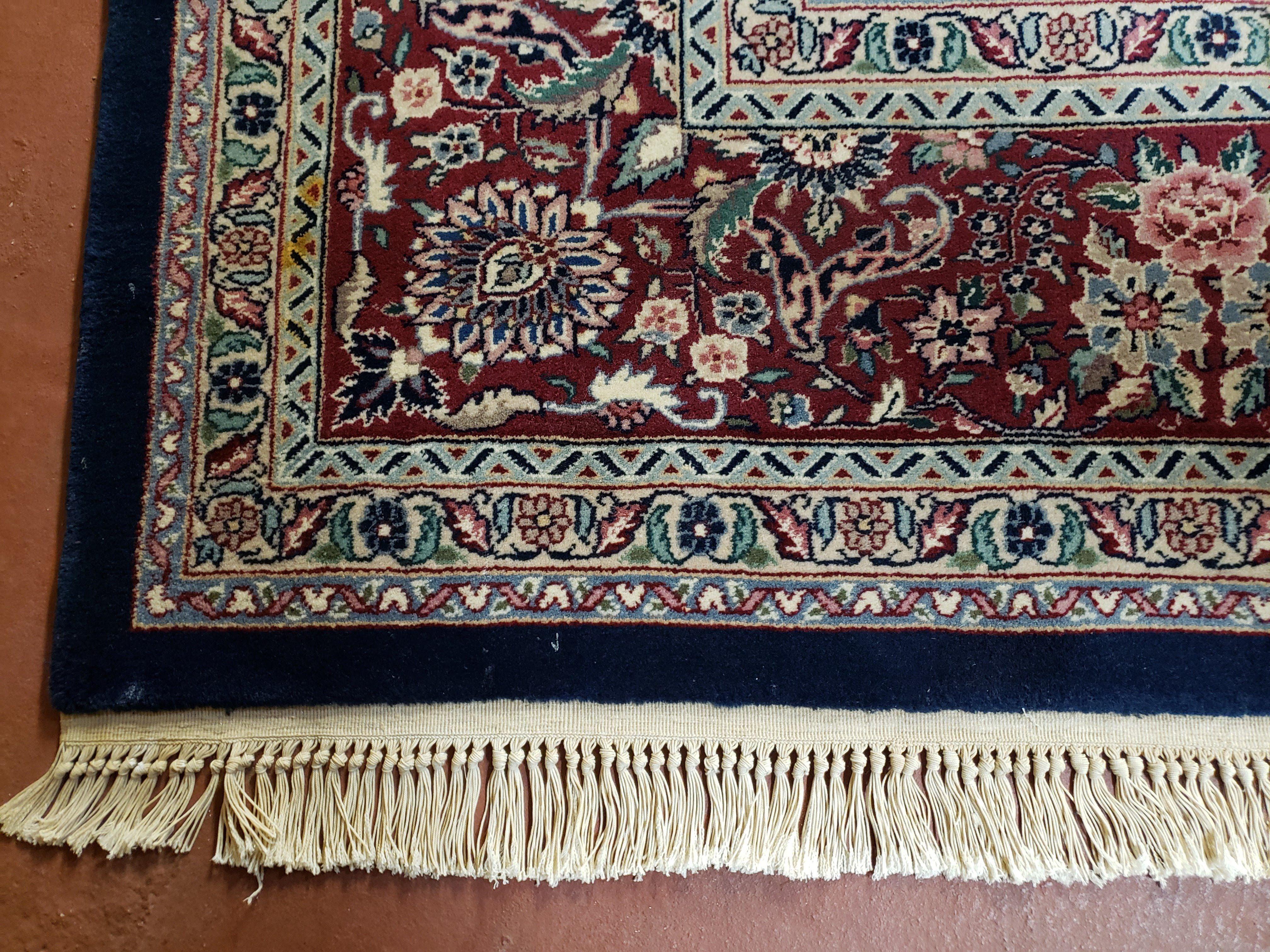 9x12 Pak-Persian Rug - 9 x 12 Blue Persian Rug - Pakistani Rug - Fine Hand Knotted Wool Area Rug - Roses Flowers Medallion Oriental Carpet - Jewel Rugs