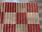 Modern Tibetan Rug 8x10, Hand Knotted Contemporary Nepali Carpet 8 x 10, Checkerboard Design, Red Cream Light Brown, Very Fine Wool & Silk - Jewel Rugs