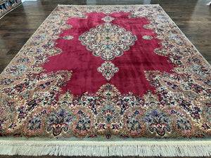 Vintage Karastan Red Kirman Rug #762, 8.8 x 12 Karastan Carpets, Original 700 Series Discontinued Karastan Rug, Large Floral Wool Area Rug - Jewel Rugs