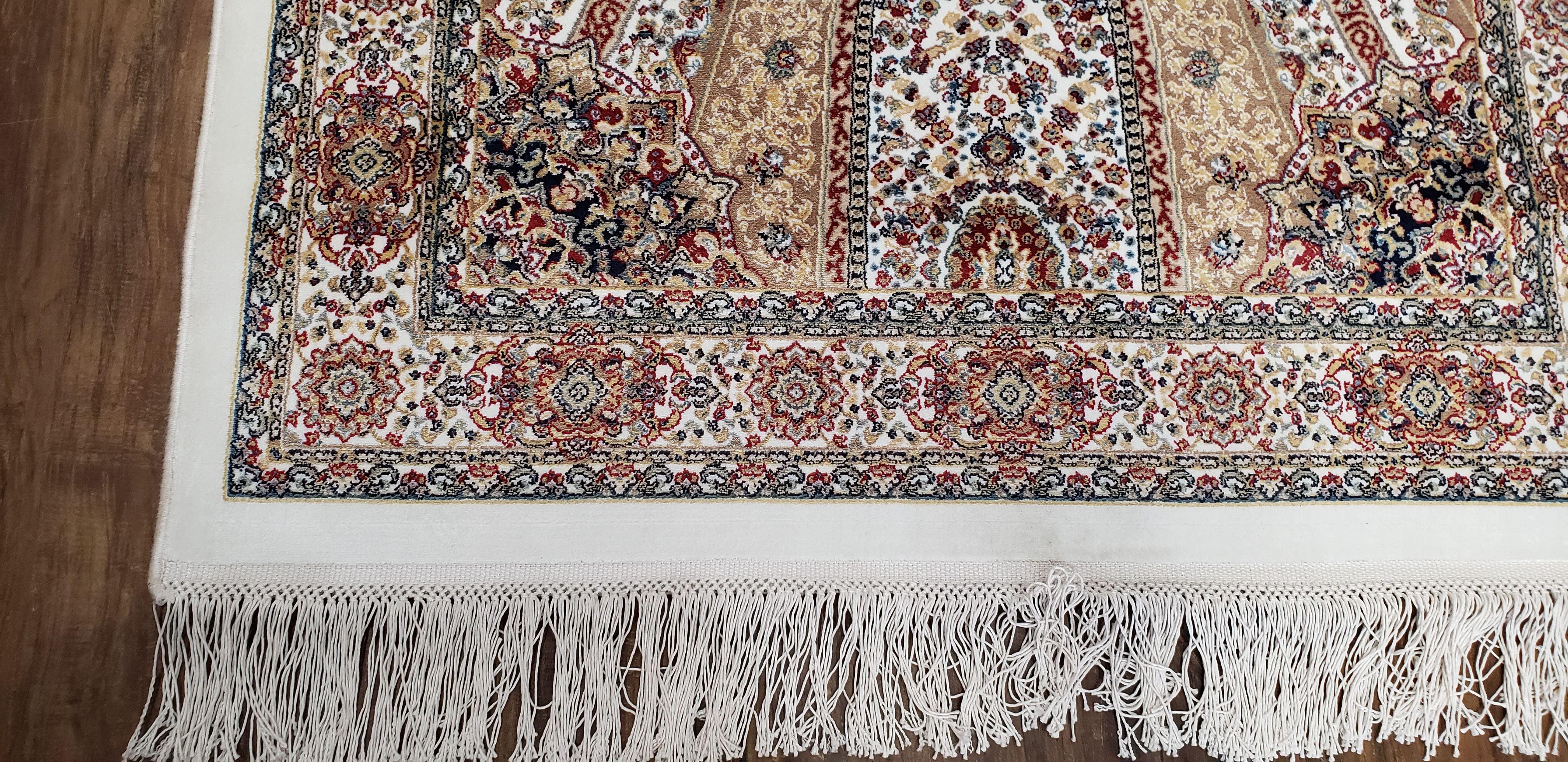 3x8 Bamboo Silk Runner Rug, Power-Loomed New Silk Rug, Turkish Rug Short Runner, Persian Runner Rug 3 x 8, Traditional Medallion Dark Beige - Jewel Rugs