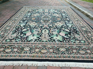 9' X 12' One-Of-A-Kind William Pakistan Oriental Hand-Knotted Wool Green Black - Jewel Rugs