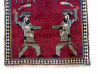 3 X 6 Handmade Wool Rug Tribal Balouch Warriors Deer Animal Pictorial Red Swords - Jewel Rugs