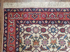 Romanian Rug 4 x 6.9 ft, Cream and Red Hand-Knotted Rug, Vintage 1980s Oriental Carpet Persian Design, 4x6 - 4x7 Rugs, Traditional Allover - Jewel Rugs