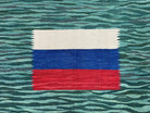 Sea Green Kilim Area Rug, White Blue Red Stripes, Russian Flag Rug, Flatweave Hand Knotted Carpet, Turkish Carpet, Wool, New, 5' 6" x 7' 10" - Jewel Rugs