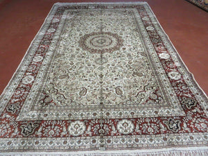6' X 9' Vintage Handmade Fine India Kashmiri Silk Rug Hand Knotted Carpet Nice - Jewel Rugs