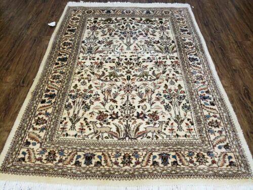 5' X 7' Vintage Handmade Indian Wool Rug Hunting TREE OF LIFE DEER Nice - Jewel Rugs