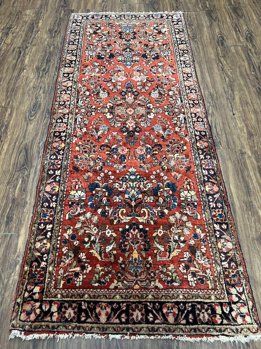 Persian Sarouk Rug 2.7 x 6.6, Antique Oriental Carpet, Short Runner Rug, Floral Rug, Red Dark Blue Cream, Hand-Knotted, High Quality, Authentic Wow - Jewel Rugs