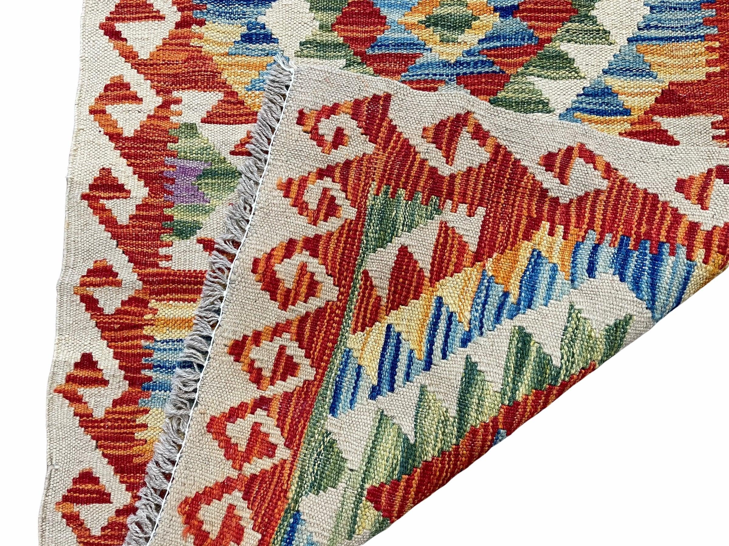 2x3 Kilim Rug Small Colorful Turkish Kilim Rug Zigzag Chobi Kilim Rug Flatweave Wool Rug Playroom Rug Playful Rug New - Jewel Rugs