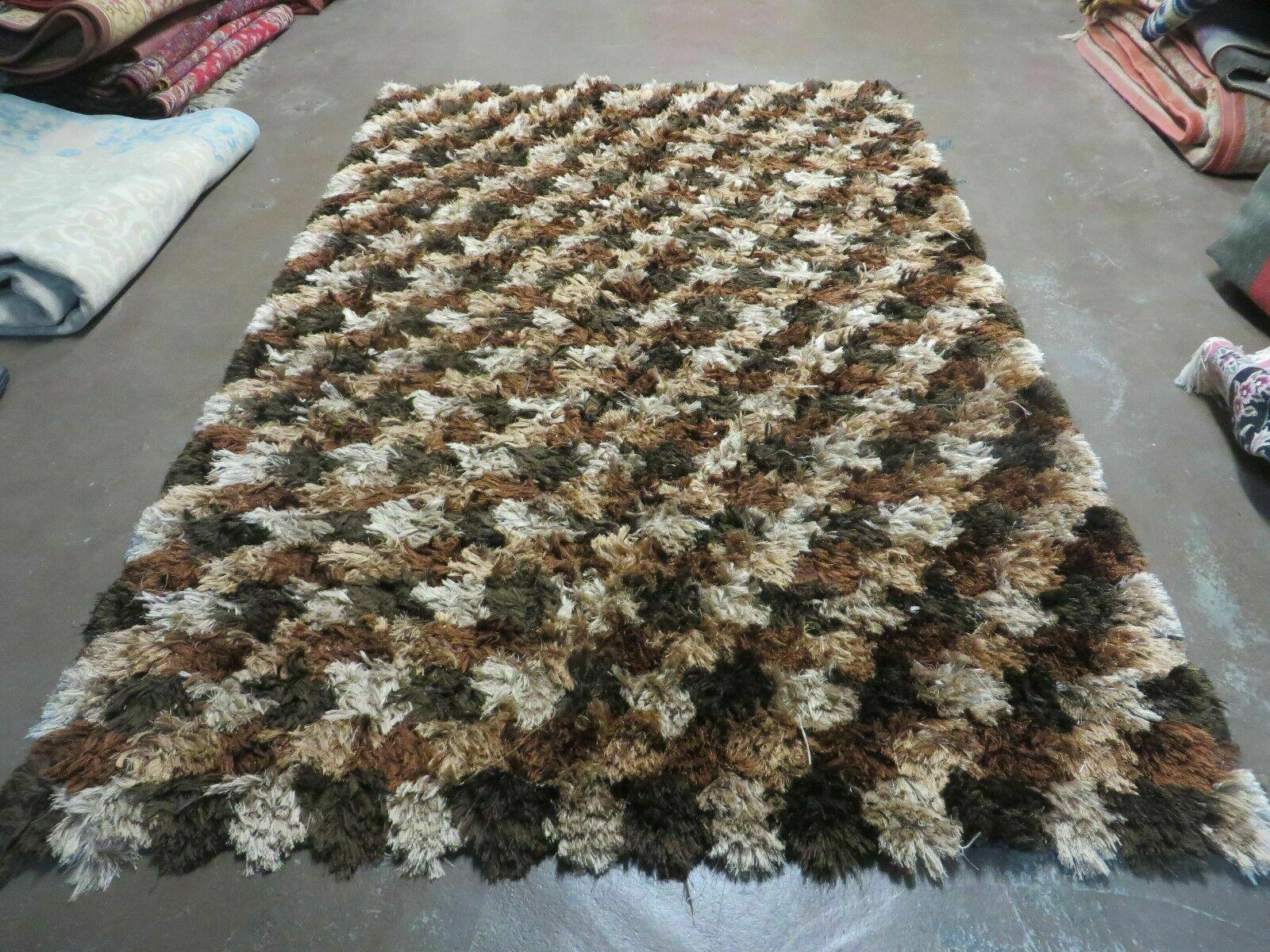 5' X 8' Ultra Plush Shag Rug Thick Pile Silky Rya Style Brown Tan Nice Rug # 82 - Jewel Rugs