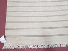 New Striped Turkish Kilim Area Rug 4x6 ft, Hand-Knotted, Wool, Light Gray, Earth Tone Decor, Flatweave Kilim, Two Toned Rug, Southwestern - Jewel Rugs