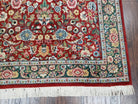 Indo-Persian Rug 3x5, Vintage Traditional Oriental Carpet 3 x 5, Afshan Allover Floral Pattern Red & Green Wool Hand-Knotted Fine Indian Rug - Jewel Rugs