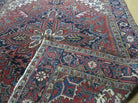 6'7" X 9' Antique Handmade India Geometric Oriental Wool Rug Organic Red Blue - Jewel Rugs