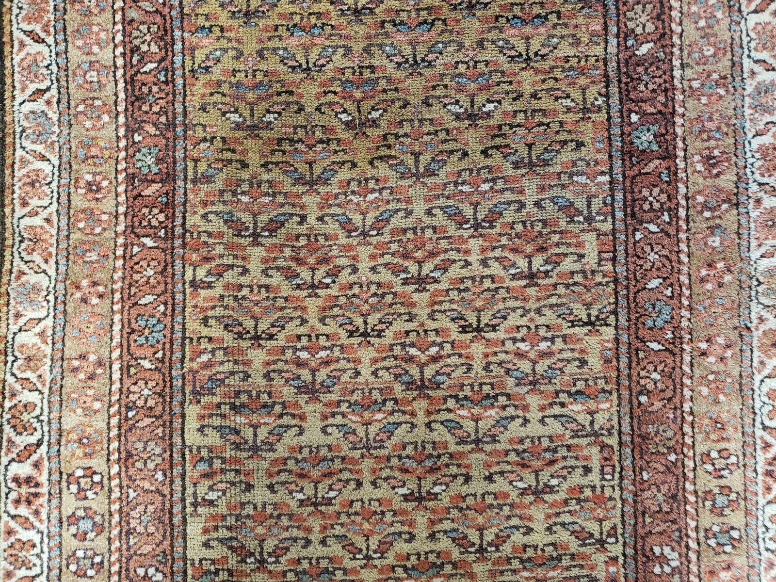 3' 2" X 6' 11" Antique Handmade Wool India Oriental Short Runner Rug Camel Hair - Jewel Rugs