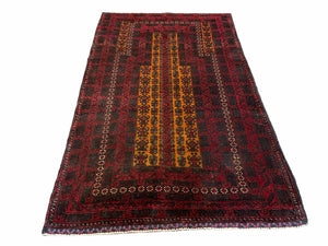 3x5 New Vintage Handmade Tribal Balouch Wool Rug Afghan Prayer Rug Orange Red - Jewel Rugs