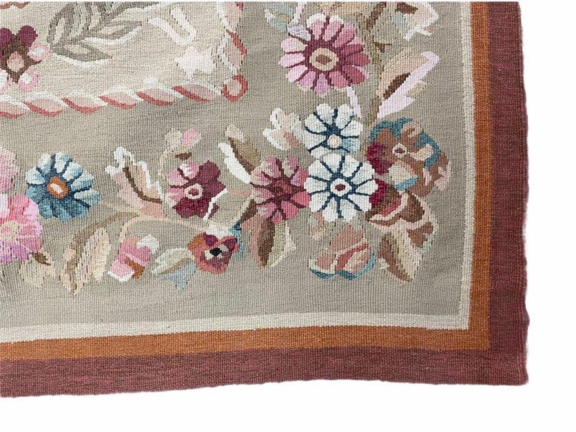 9x13 Needlepoint Carpet, French Design Rug, Hand-Knotted, Brand New Needlepoint Rug 9 x 13, English French European Style, Beige Floral - Jewel Rugs