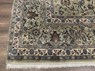 Persian Kashan Rug 10x15 with Signature, Antique Persian Carpet 10 x 15 ft Oriental Rug, Vintage Rug, Gray Ivory Blues Large Handmade Wool Area Rug - Jewel Rugs