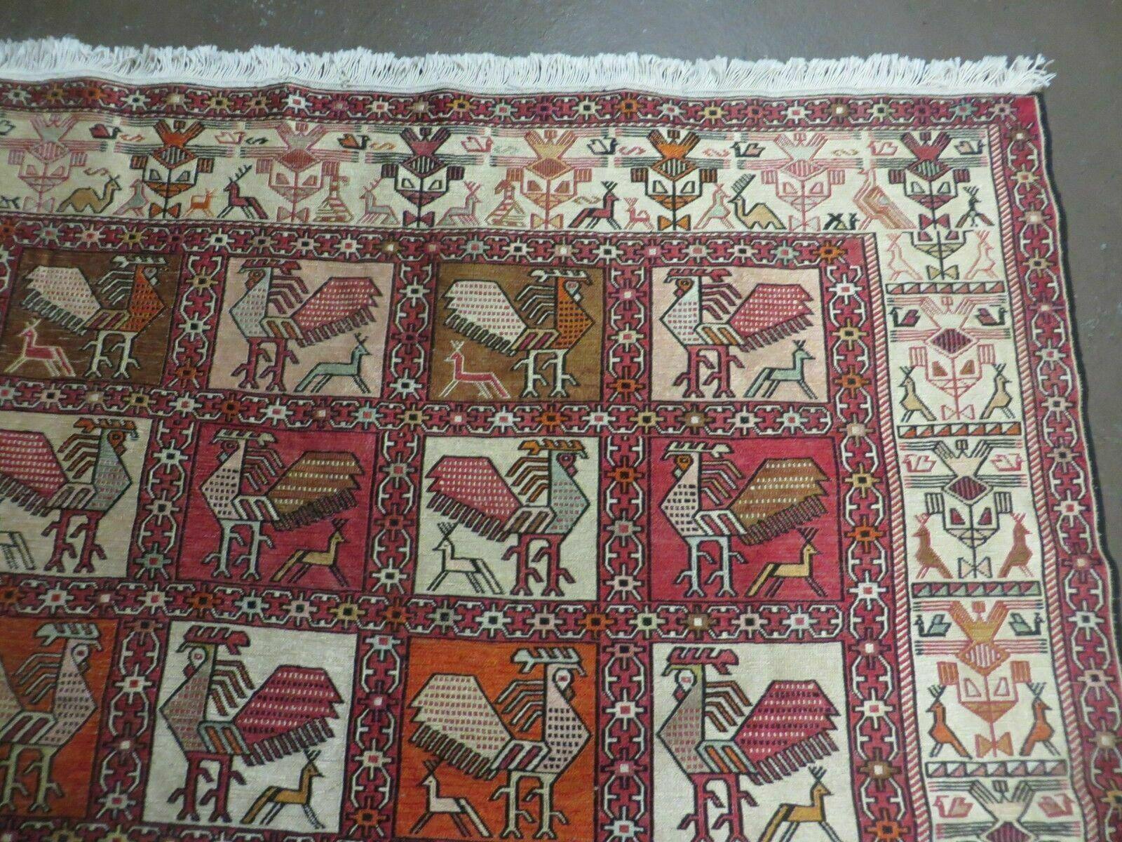 4' X 6' Vintage Russian Kilim Handmade Flat Soumak Weave Silk Wool Rug Organic - Jewel Rugs