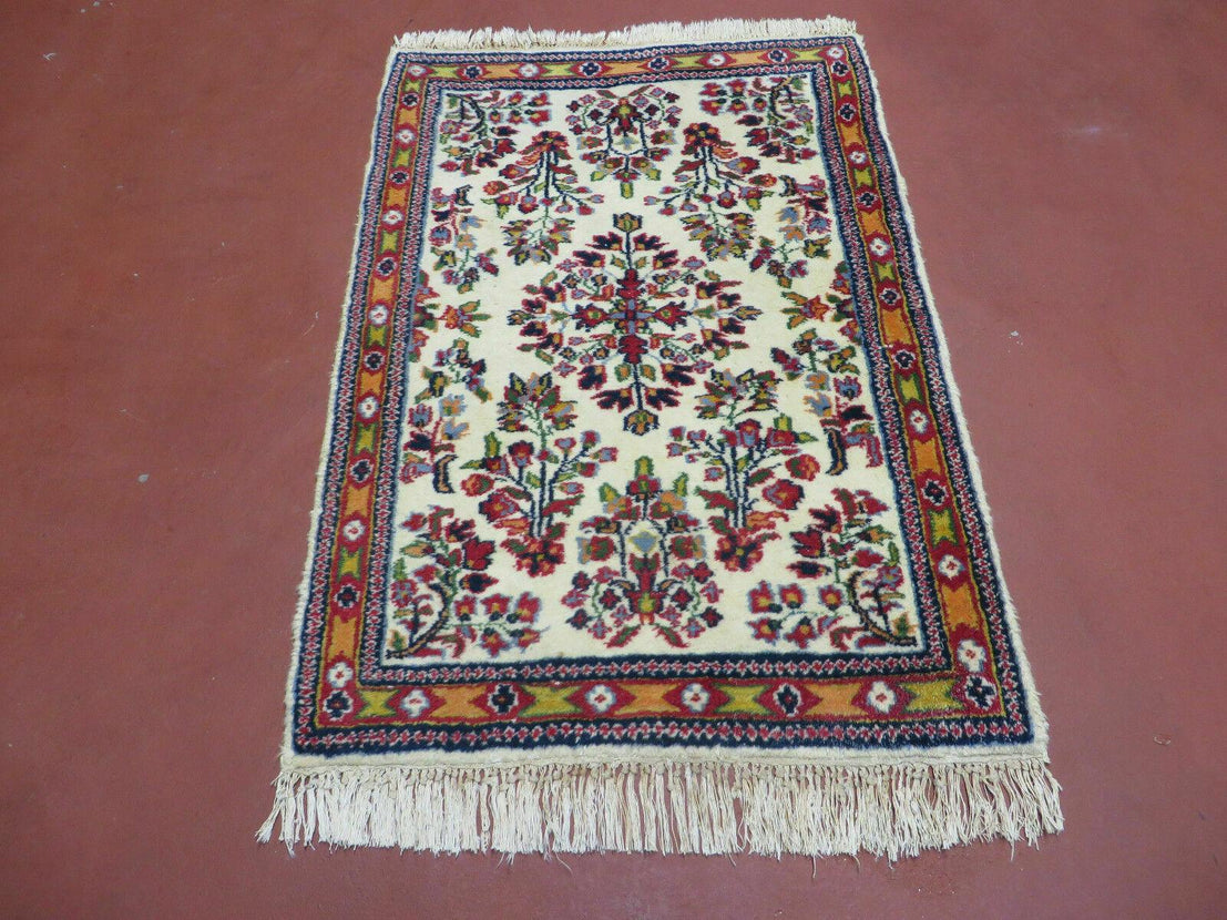 Vintage Small Hand Knotted Persian Rug, Miniature Oriental Wool