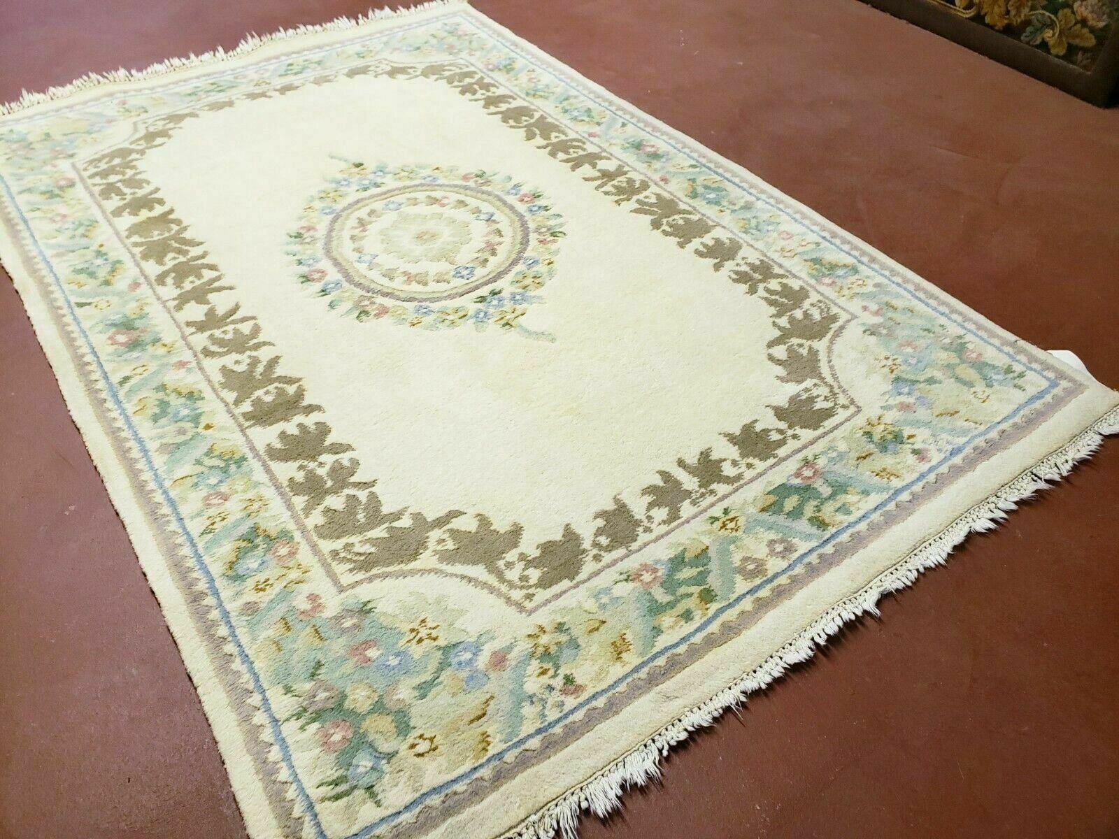 4' X 6' Vintage Handmade Indian Chinese Design Wool Rug Nice - Jewel Rugs