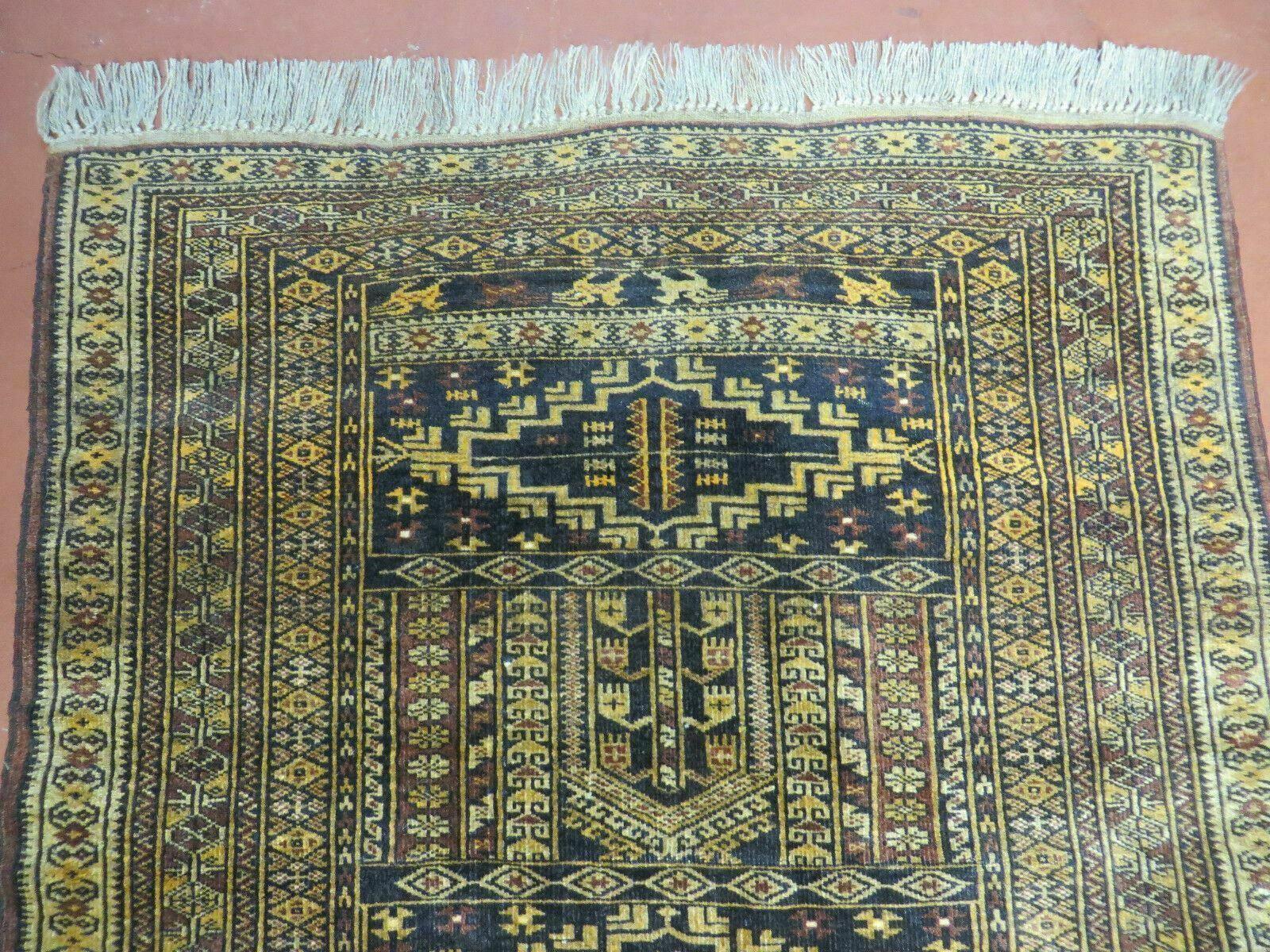 3' X 4' Vintage Handmade Pakistan Bokhara Turkoman Balouchi Wool Rug Mat Nice - Jewel Rugs