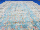 Vintage Oversized Persian Kirman Rug, Hand-Knotted, Wool, Light Blue and Ivory, 12' x 20' - Jewel Rugs