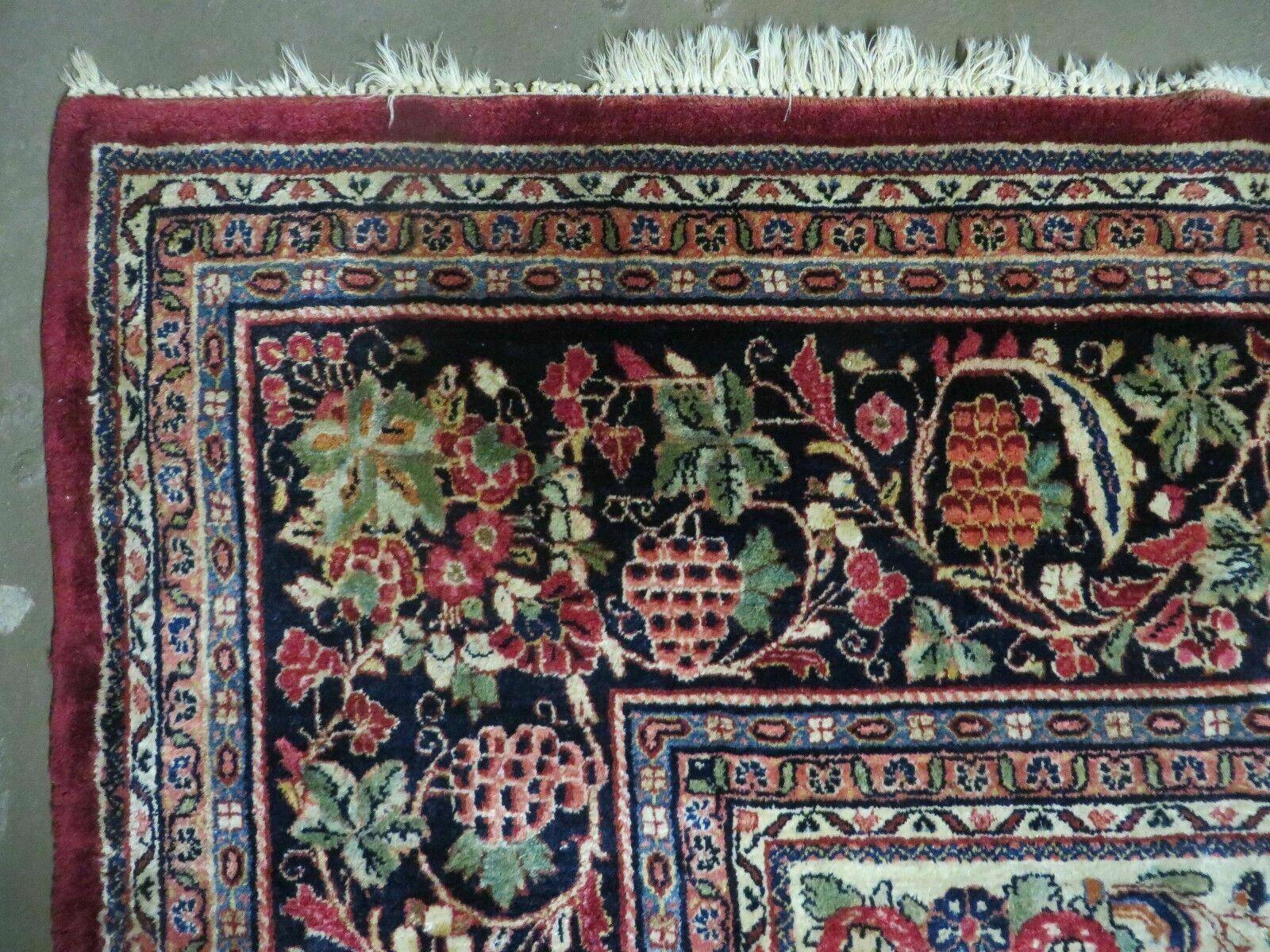 Persian Rug 10x13 Sarouk Carpet, Open Field Medallion, Red Blue Beige, Wool Hand Knotted Antique 10 x 13 Persian Rug - Jewel Rugs