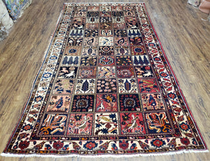 Antique Persian Bakhtiari Rug circa 1920s, Kheshti Panel Design, Wool, Hand-Knotted, 5'3" x 10' - Jewel Rugs