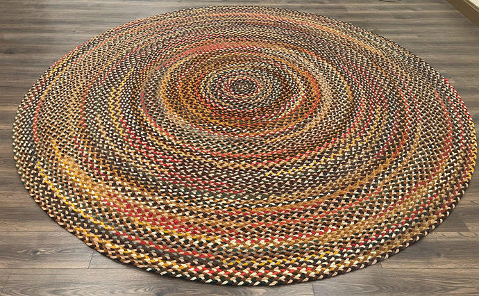 Antique American Braided Rug 10 x 10 ft Multicolor Round Rug 10x10, Vintage Large Round Rug, 10ft Circular Area Rug, Colorful Round Carpet - Jewel Rugs