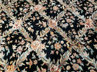 10' X 14' Handmade Fine Chinese Allover Floral Wool Rug Hand Knotted Black Nice - Jewel Rugs