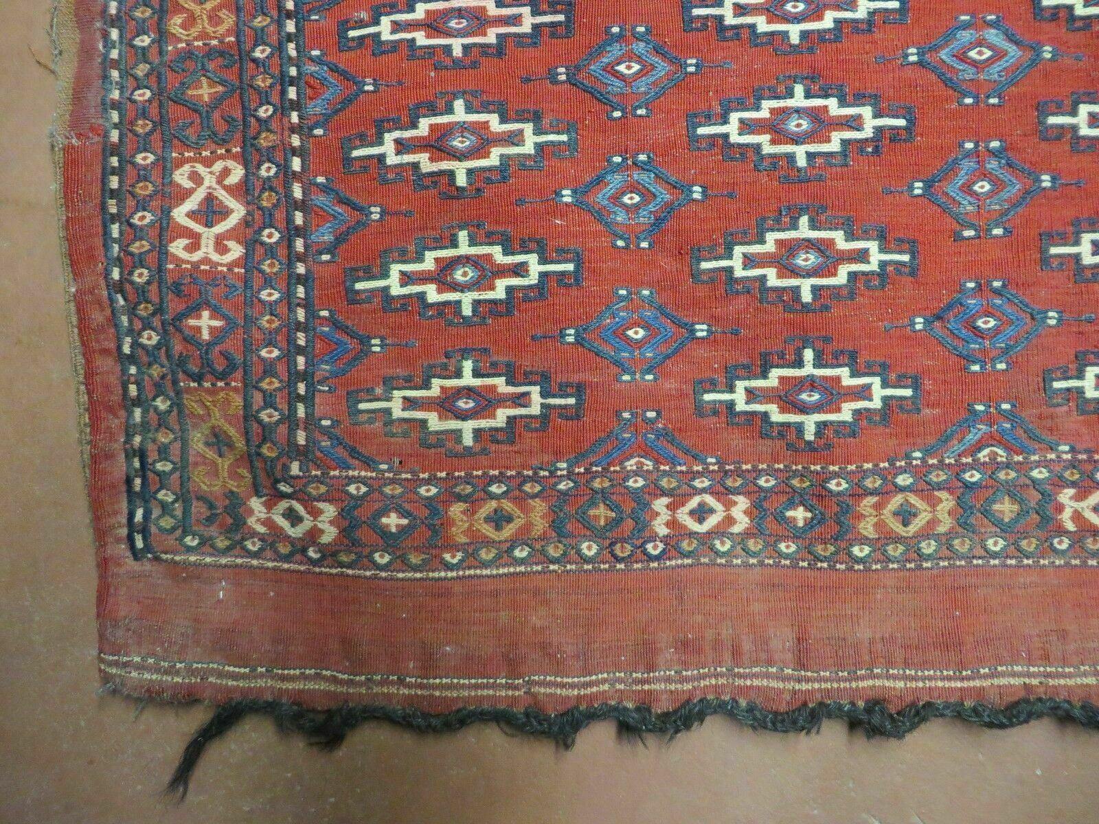 2.5' X 4' Antique Handmade Turkoman Tribal Wool Rug Cushion Case Yamud Soumak - Jewel Rugs