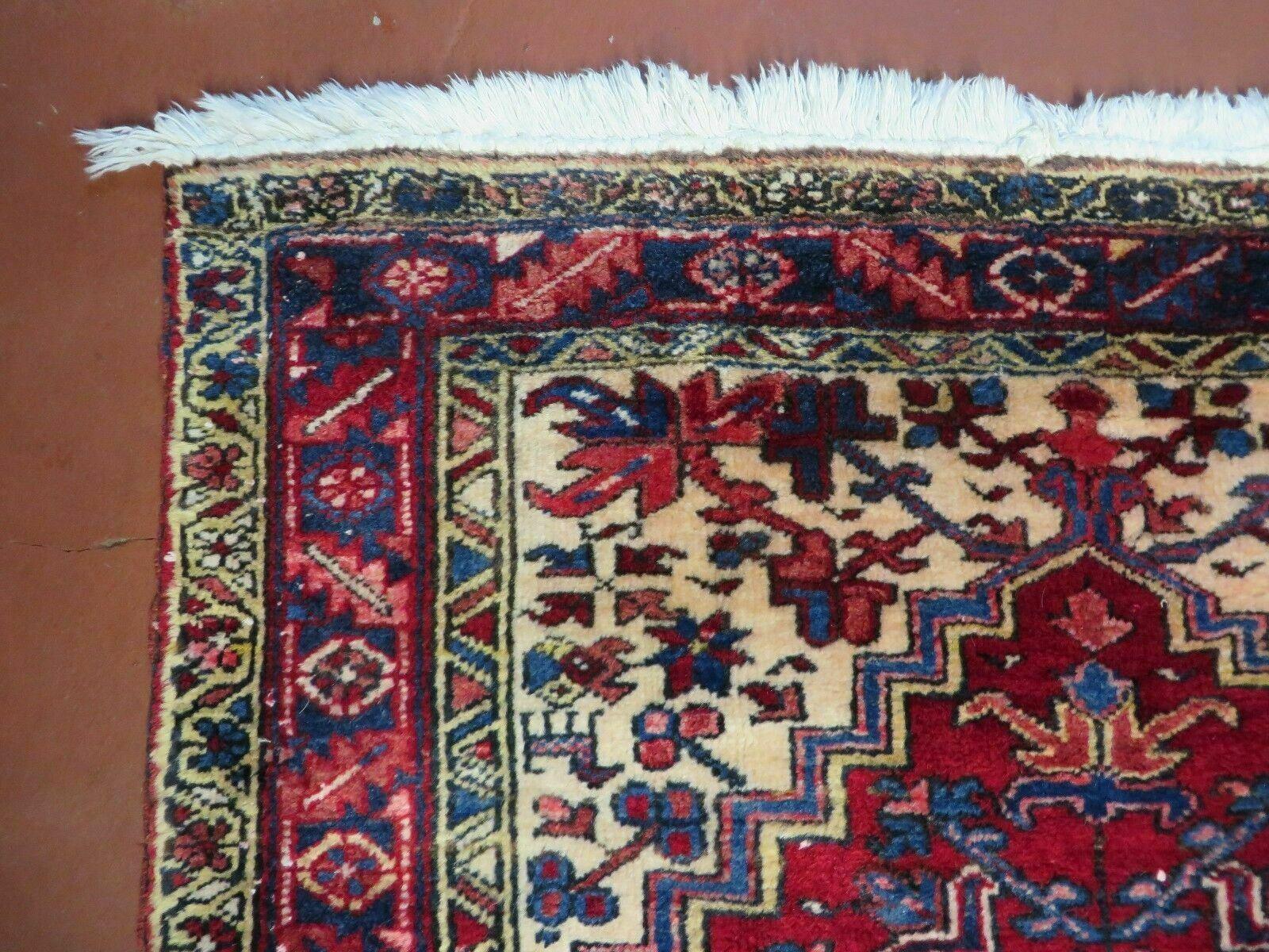 3' 9" X 10'8" Vintage Handmade Turkish Wool Runner Rug Red Nice - Jewel Rugs