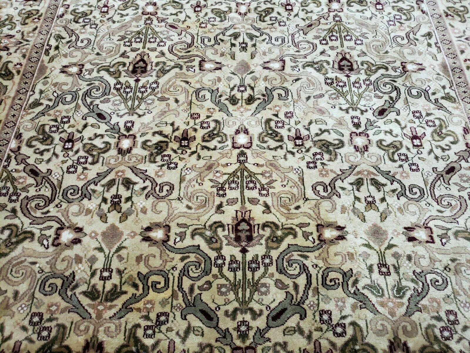 6' X 9' Vintage Handmade India Floral Oriental Agra Wool Rug Vegetable Dyes - Jewel Rugs