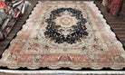 Large Sino Persian Rug 10x14, Wool Silk Accents, Central Medallion, High Quality Oriental Carpet, Handmade Vintage Rug 10 x 14, Fine, Black - Jewel Rugs