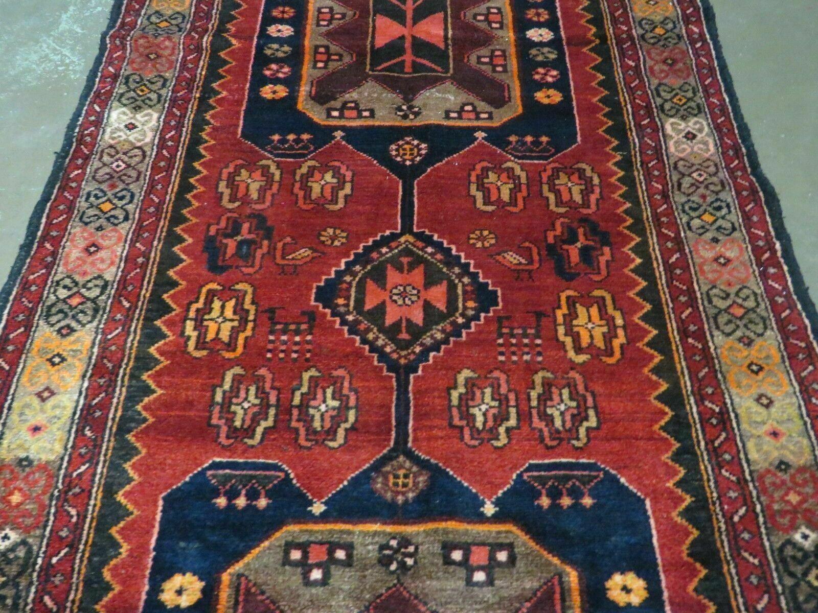 3' 10" X 10' Antique Handmade Turkish Anatolian Kazak Wool Runner Rug Nice Red - Jewel Rugs