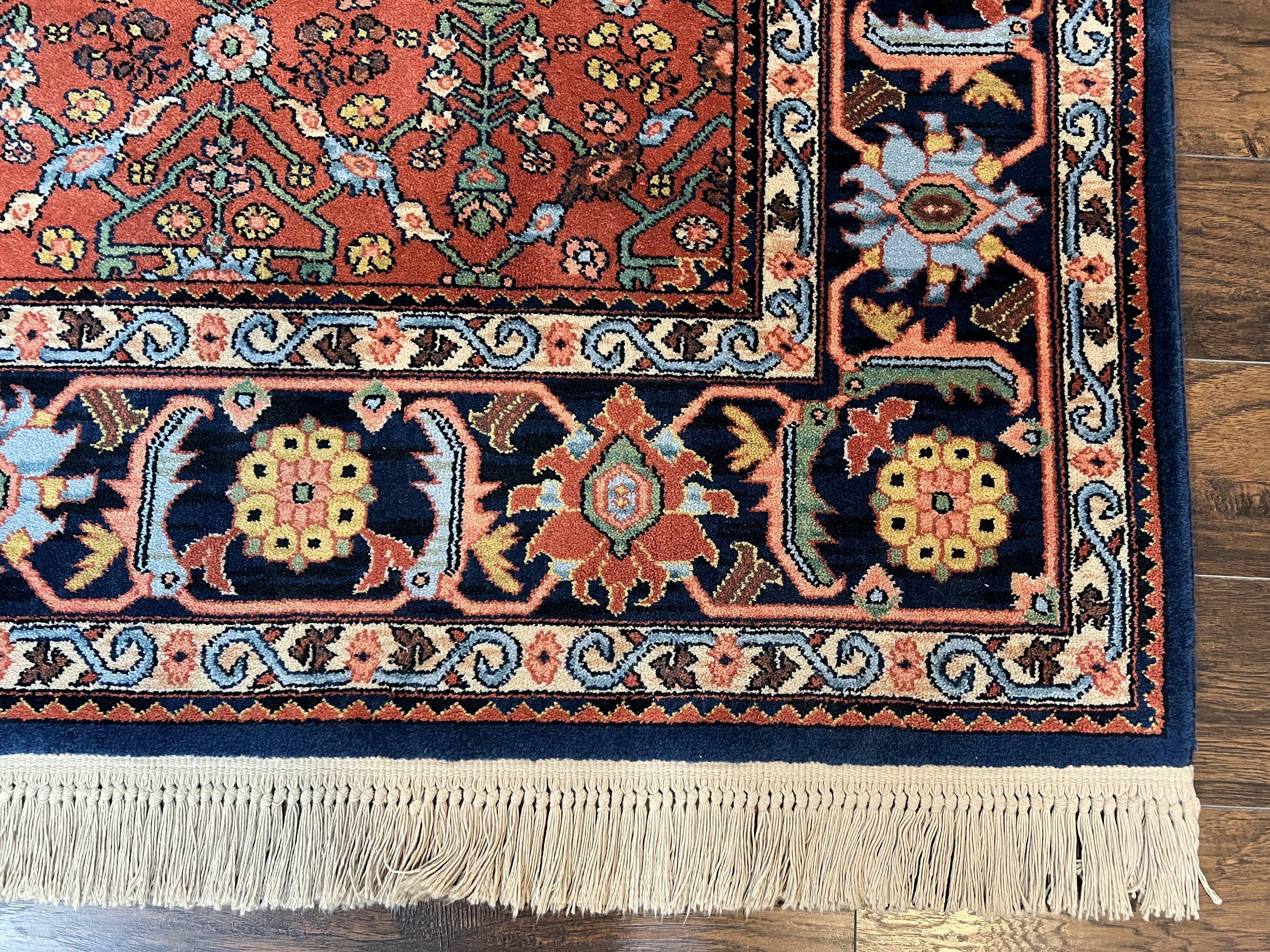 Karastan Serapi Rug 729 Wool Karastan Carpet 8.8 x 12, Vintage Area Rug, Original Karastan Collection, 700 Series, Red Blue Allover Design - Jewel Rugs