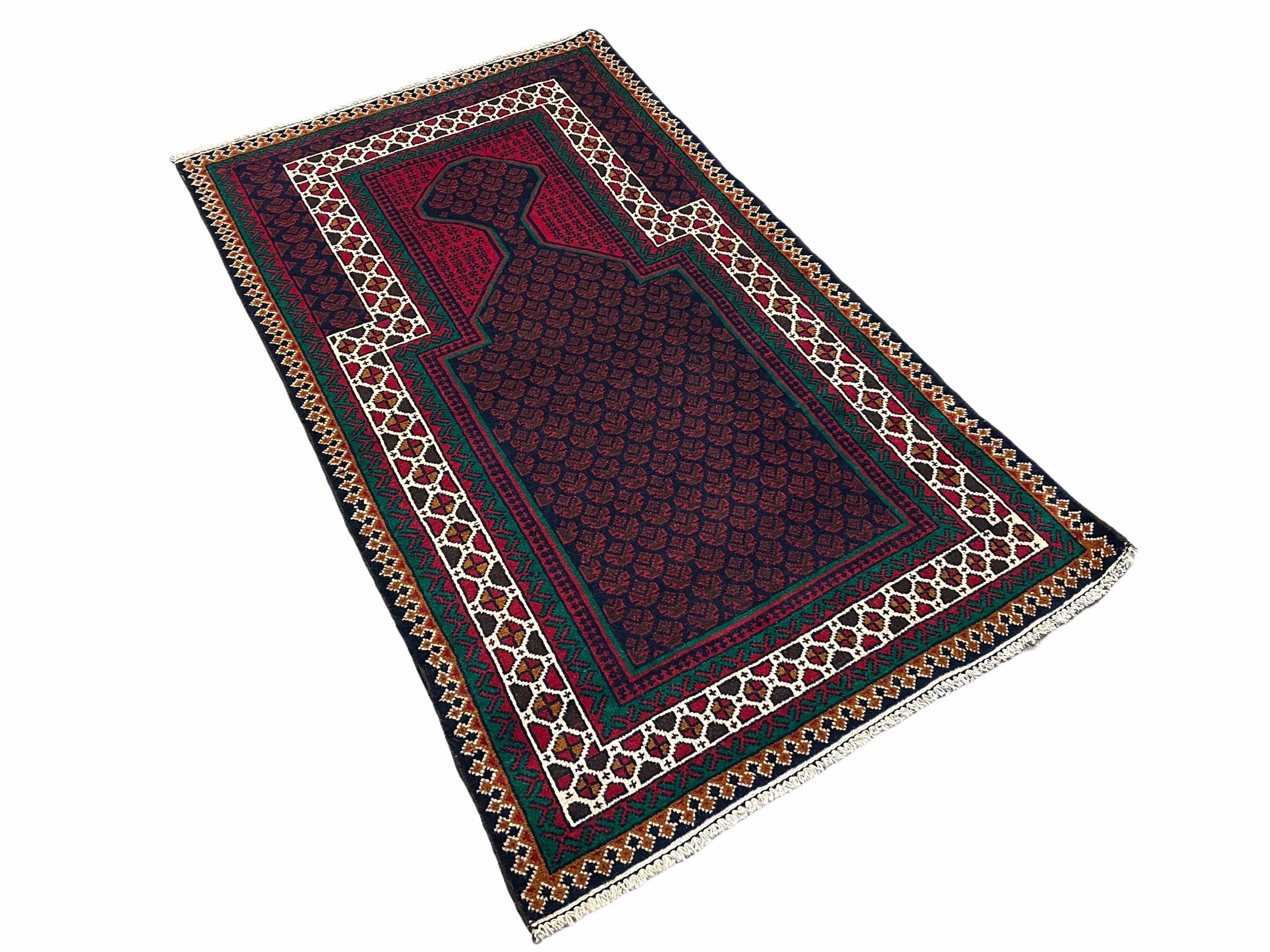 2' 9" X 4' 8" New Vintage Handmade Tribal Rug Veggie Dyes 3x5 Balouch Prayer Rug - Jewel Rugs