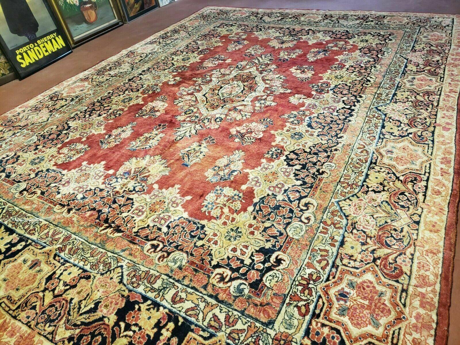 9' X 12' Authentic Antique Oriental Floral Red Allover Medallion Wool Rug Beauty - Jewel Rugs