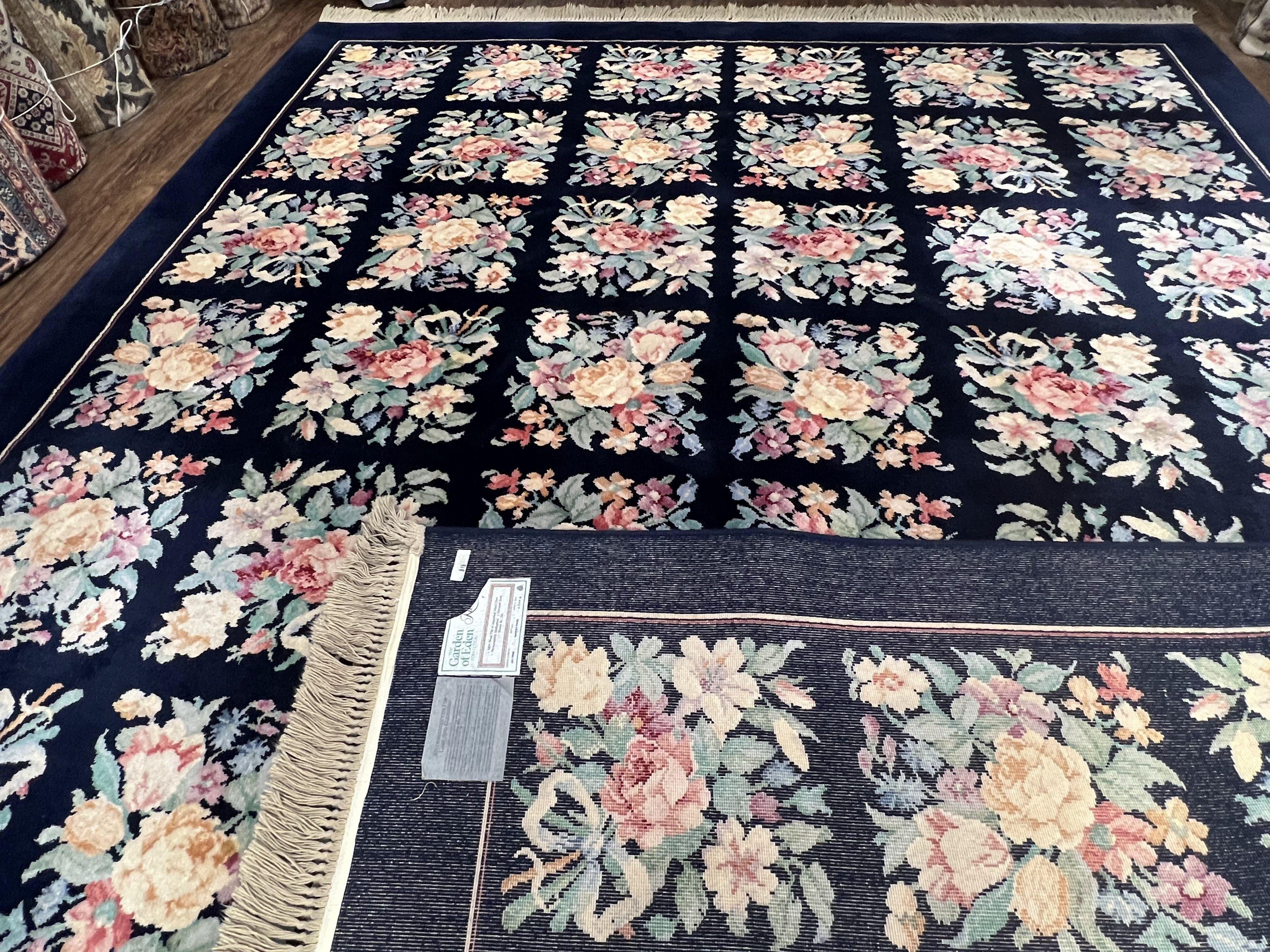 Karastan Rug 8.8 x 11.8 Garden of Eden Garden Panel #509/9942, Vintage Karastan Carpet, Wool Karastan Rug, Multicolor Flowers Room Sized Rug - Jewel Rugs