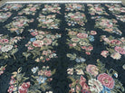 8' X 10' Handmade Pakistan Oriental Wool Rug Carpet Flower Bouquet Black - Jewel Rugs